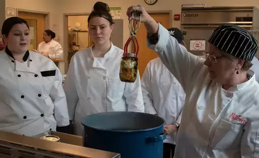 Students learn nutritional cooking techniques during Food Science lab.