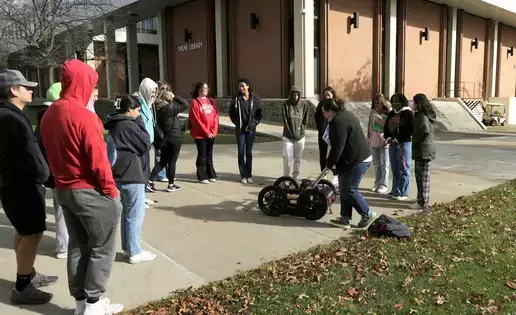 Ground Penetrating Radar being demonstrated on campus.