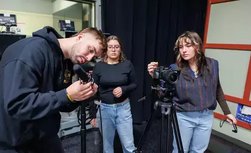 Students learn Video Production with Professor Nathaniel Bouman