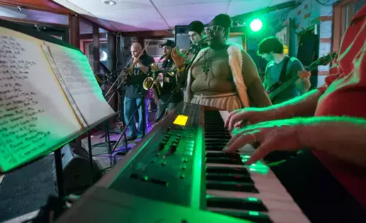 A band performs live music