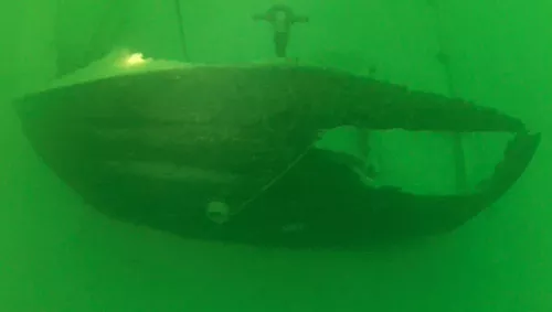 Under side photo under water of the Ship Wreck
