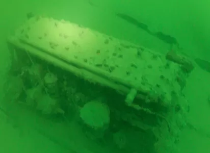 Underwater photo of the engine of the Ship Wreck