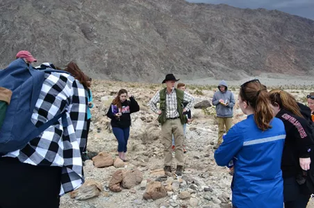 Students and faculty exploring the Bad Lands
