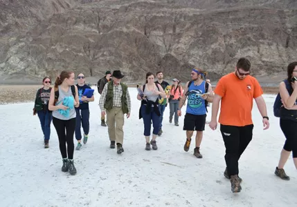 Students and faculty enjoying a hike through the Bad Lands