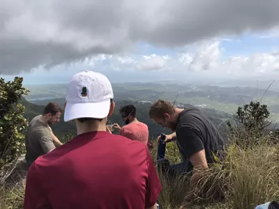 Students looking at clouds in Puerto Rico
