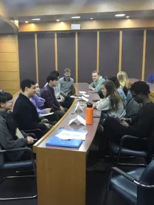 Students meeting with some South Korean people.