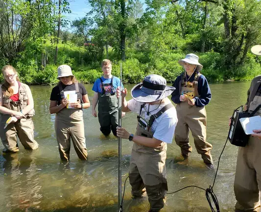 Students learn first-hand about the ecology of streams and rivers.