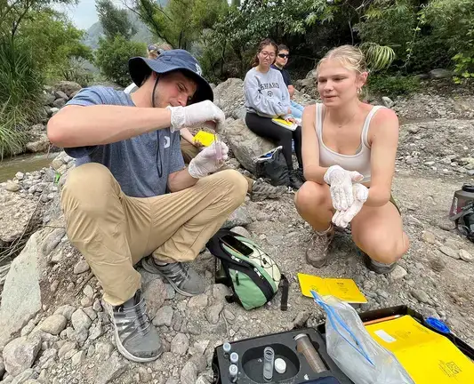 GES Students testing water in Guatemala