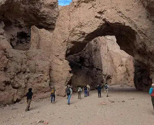 Students explore geologic features during a Death Valley field trip.