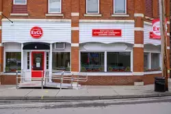 Street view of SUNY Oneonta's ExCL Center located in downtown Oneonta at 2-4 Dietz Street