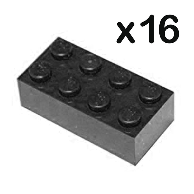 LEGO Black 2 x 16 Plate Lot of Two 