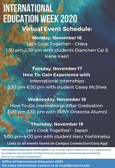 International Education Week flyer event links on Campus Connection